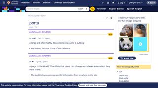 
                            1. PORTAL | definition in the Cambridge English Dictionary