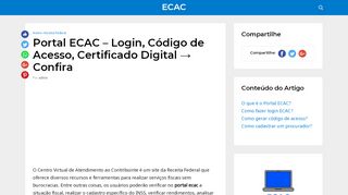 
                            3. Portal ECAC – Login, Código de Acesso, Certificado Digital ...