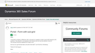 
                            1. Portal - Form with sub-grid - Dynamics 365 for Sales Forum ...