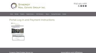 
                            2. Portal Log In and Payment Instructions - Synergy Real Estate Group Inc