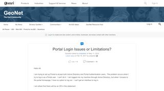 
                            7. Portal Login Issues or Limitations? | GeoNet, The Esri Community ...