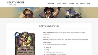 
                            2. Portal Overfiend - Hearthstone Card - Hearthstone Top Decks