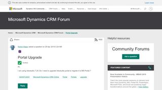 
                            6. Portal Upgrade - Microsoft Dynamics CRM Forum Community Forum