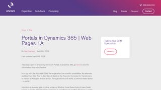 
                            8. Portals in Dynamics 365 | Web Pages 1A | Encore Business Solutions