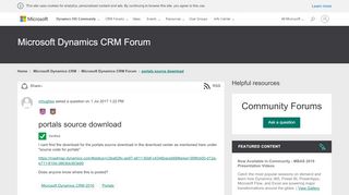 
                            2. portals source download - Microsoft Dynamics CRM Forum Community Forum