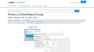 
                            2. Portals vs. Parked Report Groups - Cvent Community