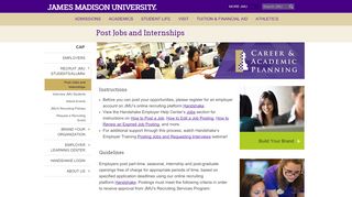 
                            3. Post Jobs and Internships - James Madison University