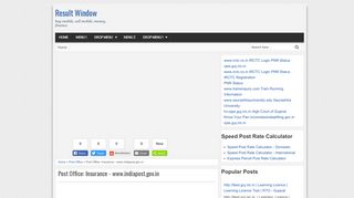 
                            8. Post Office: Insurance - www.indiapost.gov.in | Result Window
