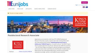 
                            9. Postdoctoral Research Associate job with KINGS COLLEGE LONDON ...