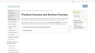 
                            10. Practical courses and seminar courses - Fakultät für Informatik