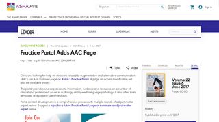 
                            2. Practice Portal Adds AAC Page | The ASHA Leader