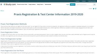 
                            3. Praxis Registration & Test Center Information 2019-2020