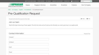 
                            1. Pre-Qualification Request | Praxair, Inc.