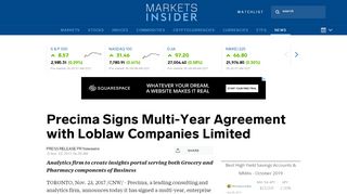 
                            4. Precima Signs Multi-Year Agreement with Loblaw Companies Limited