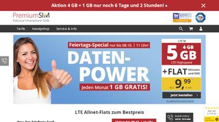 
                            2. PremiumSIM: Günstige LTE Handytarife mit Allnet Flat ...