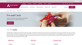 
                            2. Prepaid Cards for Meal, Gifting and Rewarding - Axis Bank