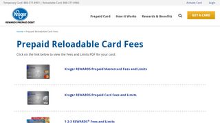 
                            5. Prepaid Reloadable Card Fees | Kroger REWARDS …