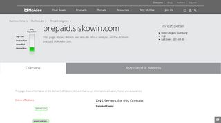 
                            8. prepaid.siskowin.com - Domain - McAfee Labs Threat Center