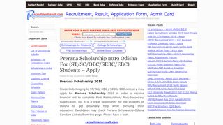 
                            11. Prerana Scholarship 2019 Odisha For (ST/SC/OBC/SEBC/EBC ...