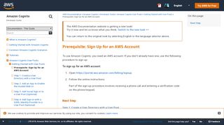 
                            9. Prerequisite: Sign Up for an AWS Account - Amazon Cognito