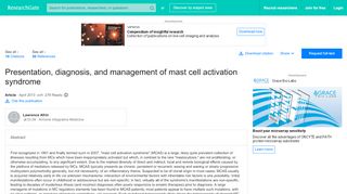 
                            8. Presentation, diagnosis, and management of mast cell activation ...