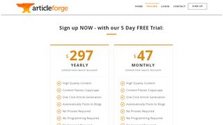 
                            2. Pricing - Article Forge