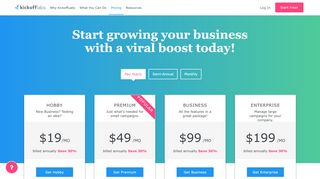 
                            2. Pricing that scales with your viral contest | KickoffLabs