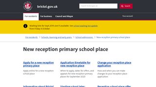 
                            1. Primary admissions - bristol.gov.uk