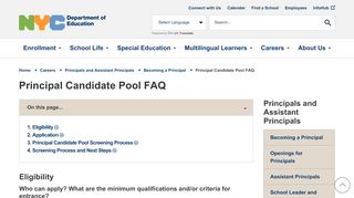 
                            7. Principal Candidate Pool FAQ - Schools.nyc.gov