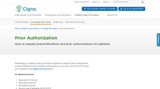 
                            6. Prior Authorizations | Cigna