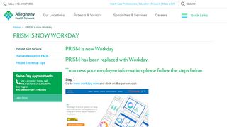 
                            1. PRISM is now Workday - Allegheny Health Network