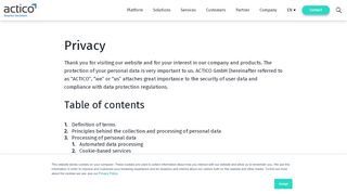 
                            1. Privacy - ACTICO