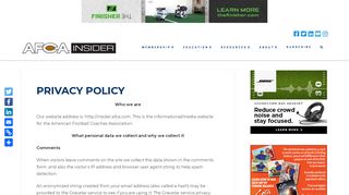 
                            7. Privacy Policy - AFCA Insider