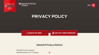 
                            8. Privacy Policy | Nestlé Purina Careers