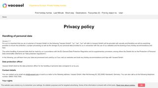 
                            2. Privacy policy - Vacasol