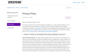
                            7. Privacy Policy – Zedge Help Center