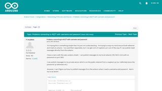 
                            4. Problems connecting to MQTT with username and password - Arduino Forum