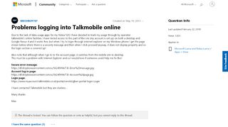 
                            6. Problems logging into Talkmobile online - Microsoft Community