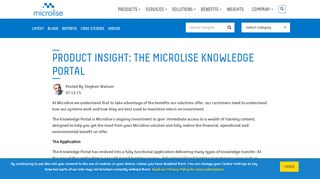 
                            2. Product Insight: The Microlise Knowledge Portal - Microlise