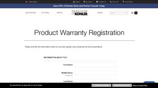 
                            6. Product Warranty Registration - us.kohler.com