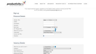 
                            9. Productivity SA : Register your CV - The Job Portal …