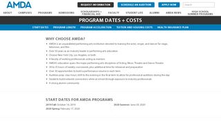 
                            6. Program Dates and Costs - AMDA