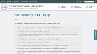 
                            2. Program Portal FAQs | The American Board of Pediatrics