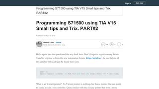 
                            4. Programming S71500 using TIA V15 Small tips and Trix. PART#2