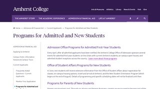 
                            8. Programs for Admitted and New Students - Amherst College