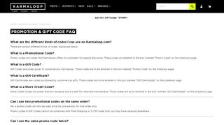 
                            2. Promotion & Gift Code FAQ - Karmaloop.com