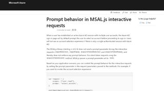 
                            3. Prompt behavior in interactive requests (Microsoft Authentication ...