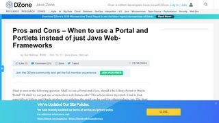 
                            1. Pros and Cons – When to use a Portal and Portlets instead of just Java ...