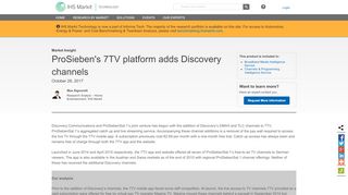 
                            4. ProSieben's 7TV platform adds Discovery channels - IHS ...