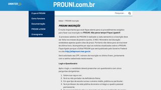 
                            8. PROUNI inscrição